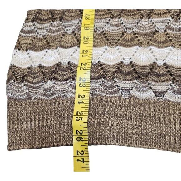 Kim Rogers Sweater Womens Brown Cream Stripe Cowl Neck Pullover Soft Sweater M - Picture 9 of 9